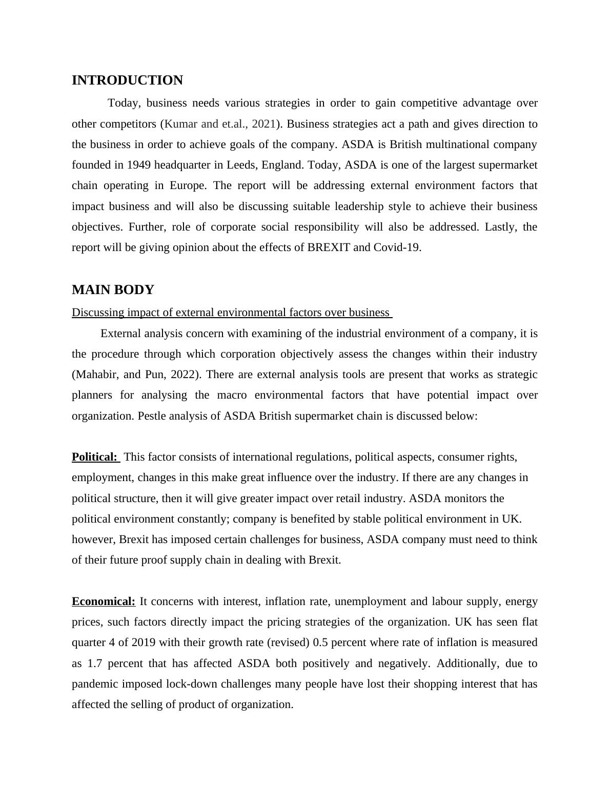 Impact of External Factors, Leadership Style, CSR and Effects of Brexit ...