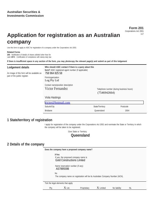 ASIC Form 201: Application for Registration as an Australian Company_1