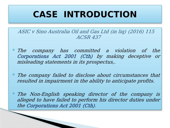 Analysis of ASIC v Sino Australia Oil and Gas Ltd Case under Corporation Law_2