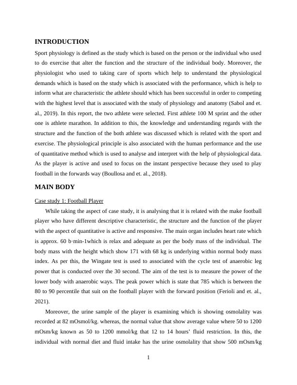 Case Studies of Two Athletes Football Player and Marathon Runner