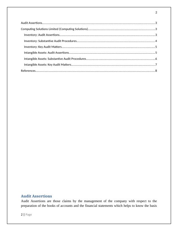 Audit Assignment: Audit Assertions, Substantive Audit Procedures and Key Audit Matters_3
