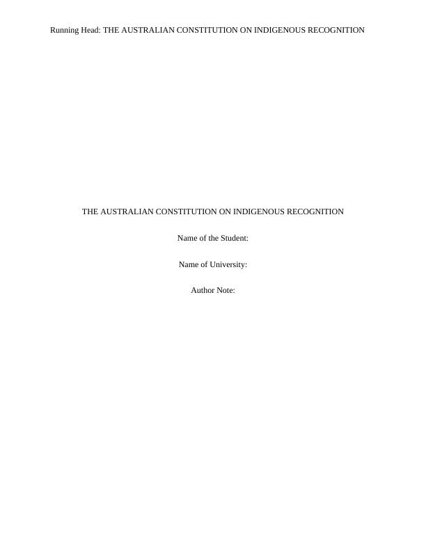 The Australian Constitution on Indigenous Recognition_1