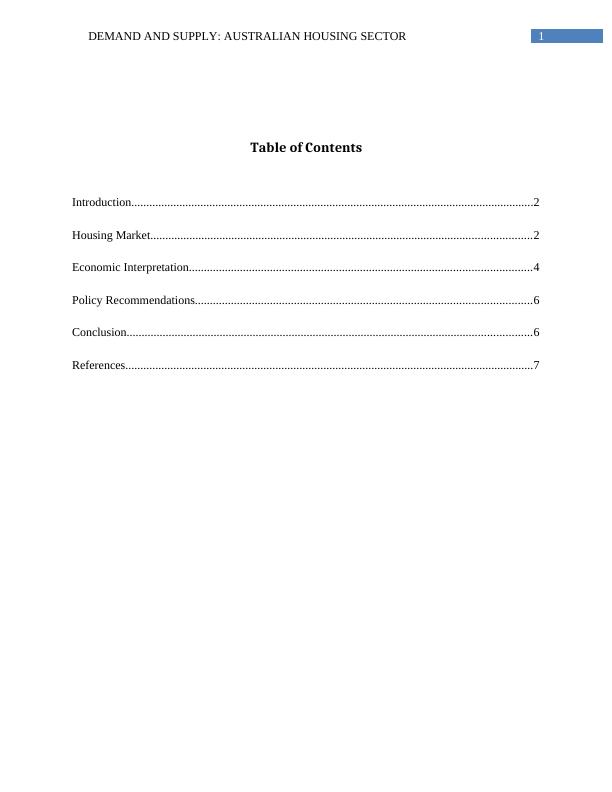 Demand and Supply Australian Housing Market Desklib