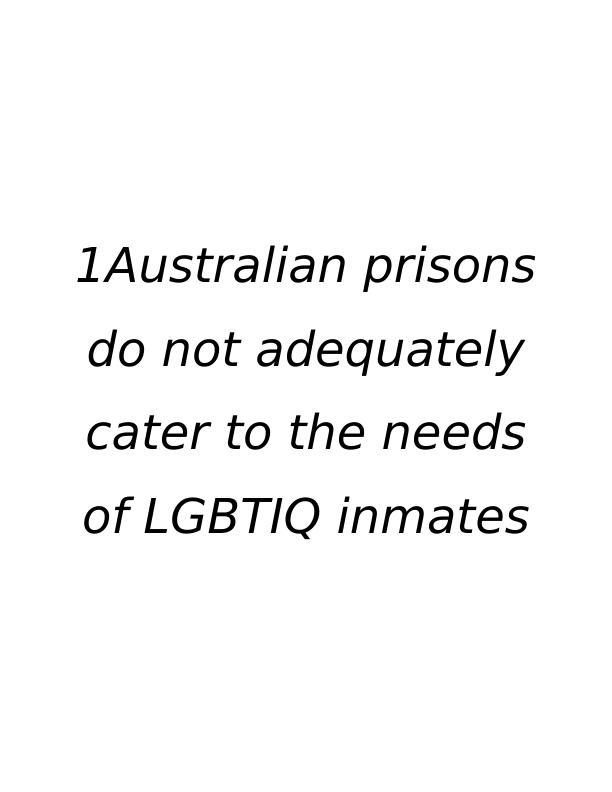 Australian Prisons and the Neglect of LGBTIQ Inmates_1