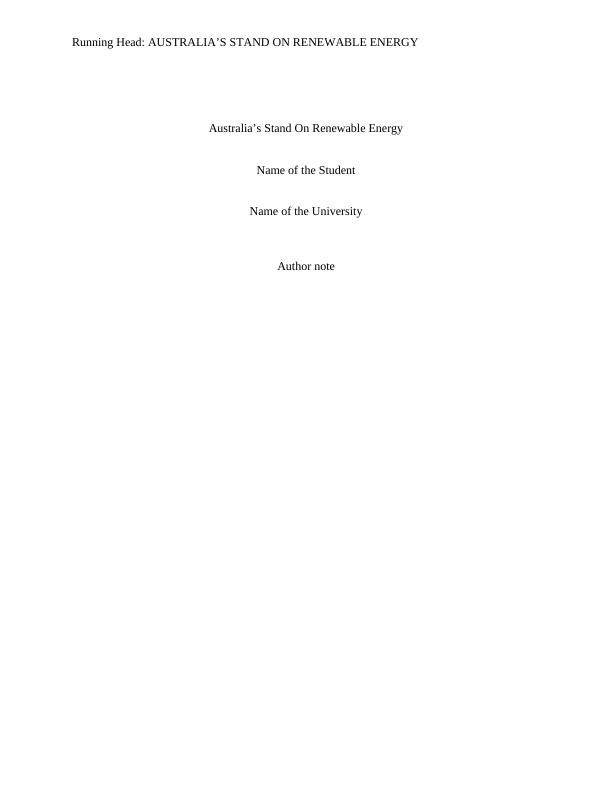 Australia’s Stand On Renewable Energy_1