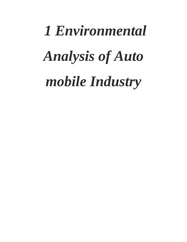 Environmental Analysis of Automobile Industry_1
