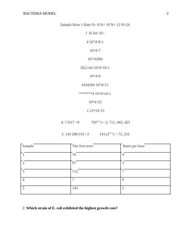Modeling Bacterial Growth of E. coli Strains Factors to Consider