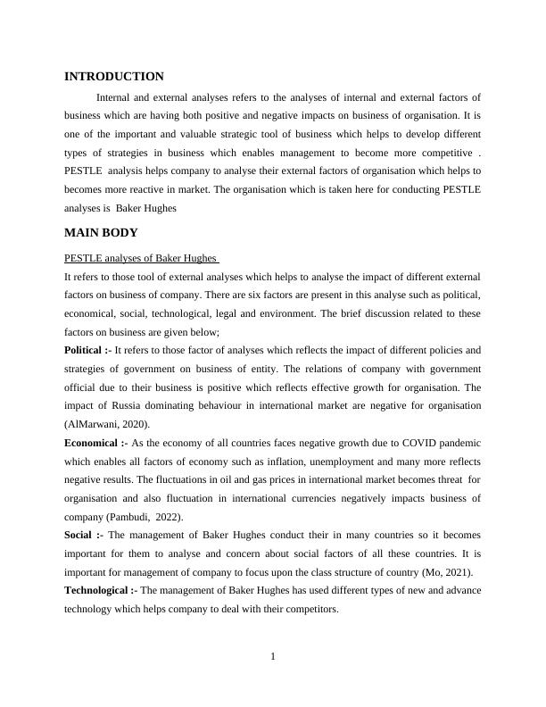 SWOT analysis of Baker Hughes: PESTLE, Porter's Five Forces, Core ...