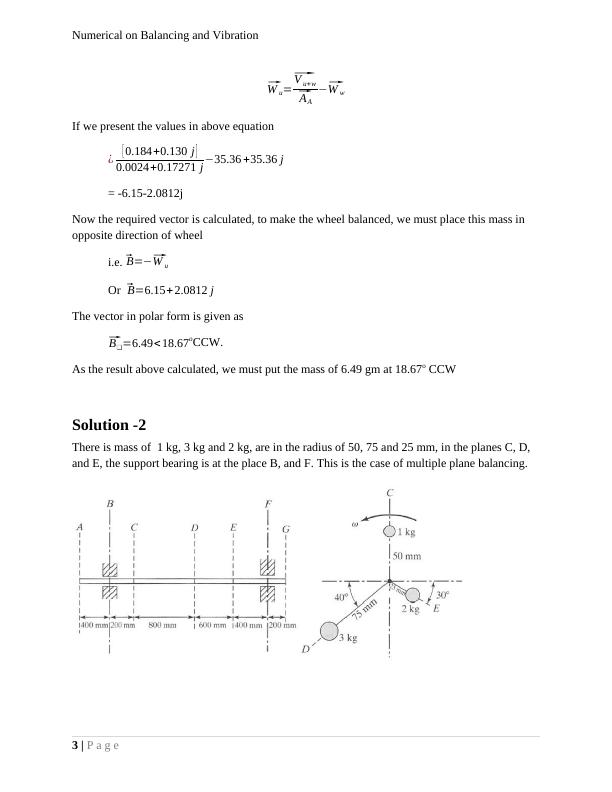 Numerical on Balancing and Vibration | Desklib