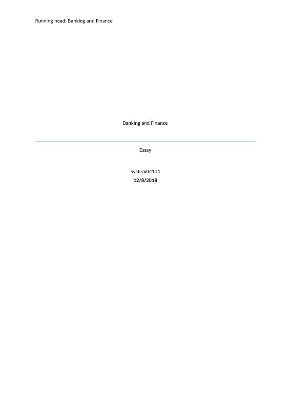 dissertation on banking and finance