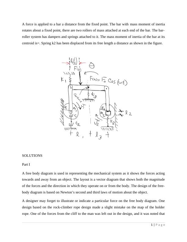 The Bar-Roller System: Analysis of Free Body Diagram, Equivalent Mass, Spring, Damper, and Equation of Motion_2