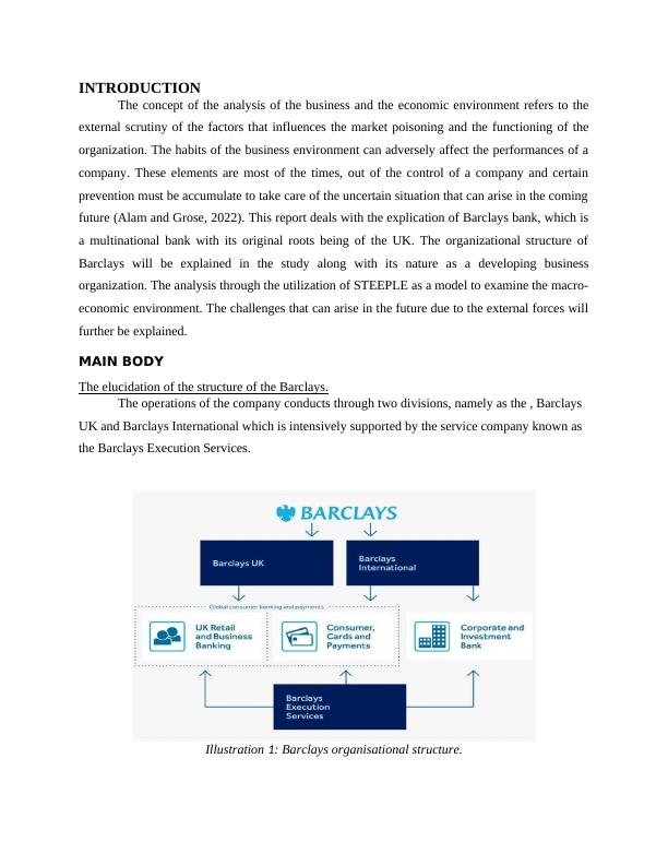 Analysis Of Business And Economic Environment Of Barclays Desklib 5072