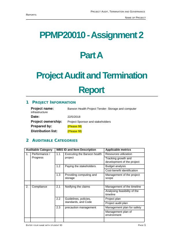 Project Audit, Termination and Governance Reports for Barwon Health Project Tender_1