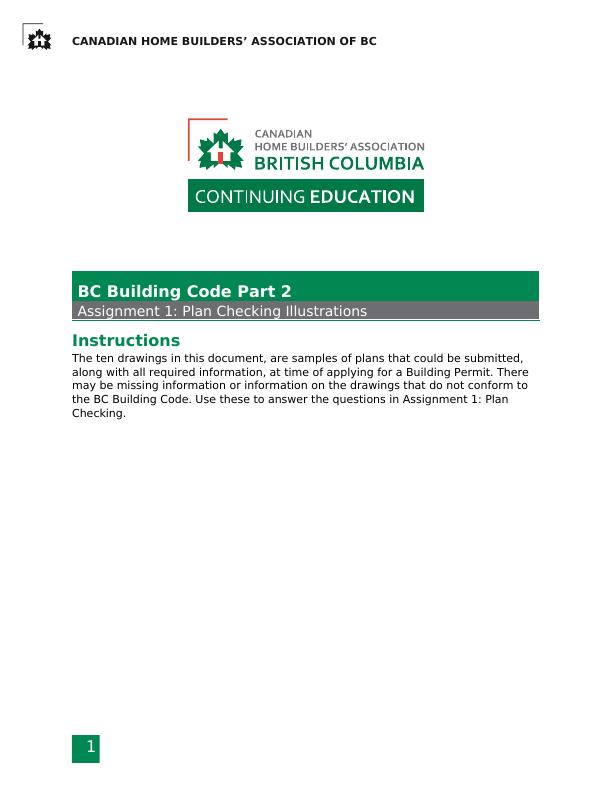 BC Building Code Part 2: Assignment 1 Plan Checking Illustrations