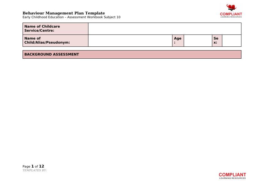 Example Of Behaviour Management Plan In Childcare