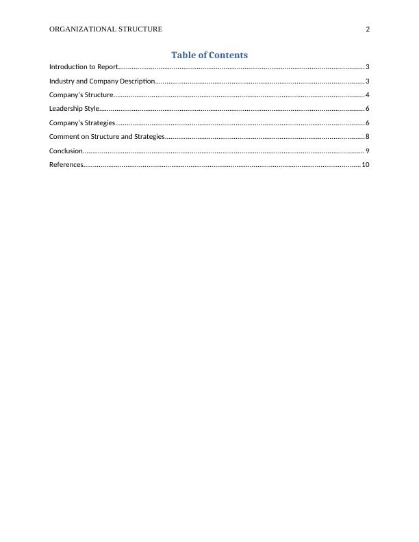 Organizational Structure of Bellamy’s Organic Australia