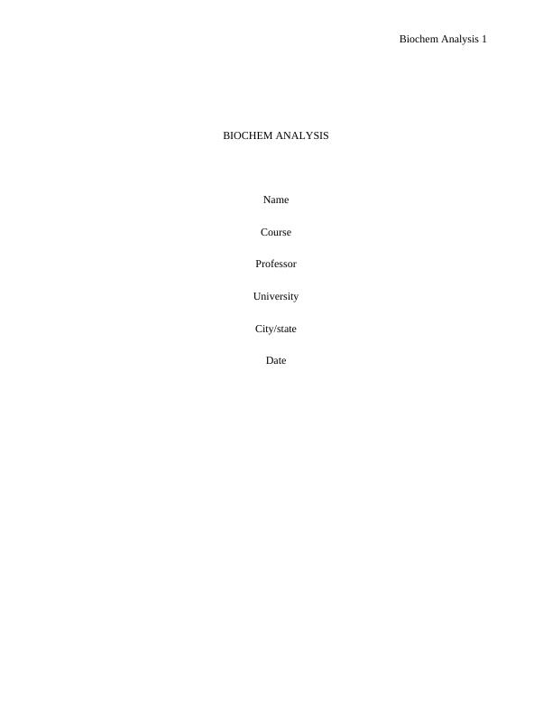 Biochem Analysis 1 Metric conversations, scientific notations