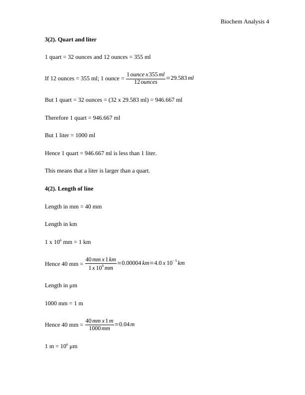Biochem Analysis 1 Metric conversations, scientific notations