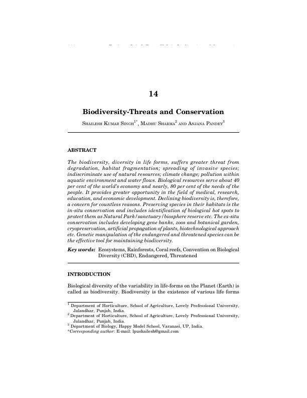 Biodiversity-Threats and Conservation_2