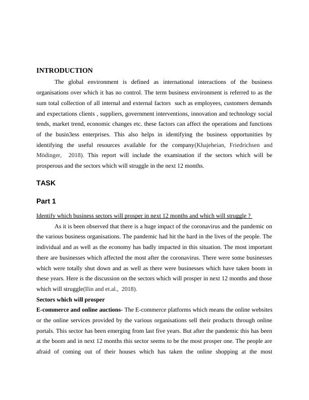 Bm461 Global Business Environment: Sectors To Prosper And Struggle 