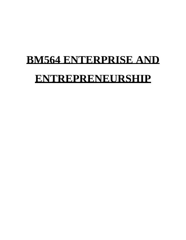 BM564 Enterprise and Entrepreneurship: Proposed Business Idea and Strategies_1