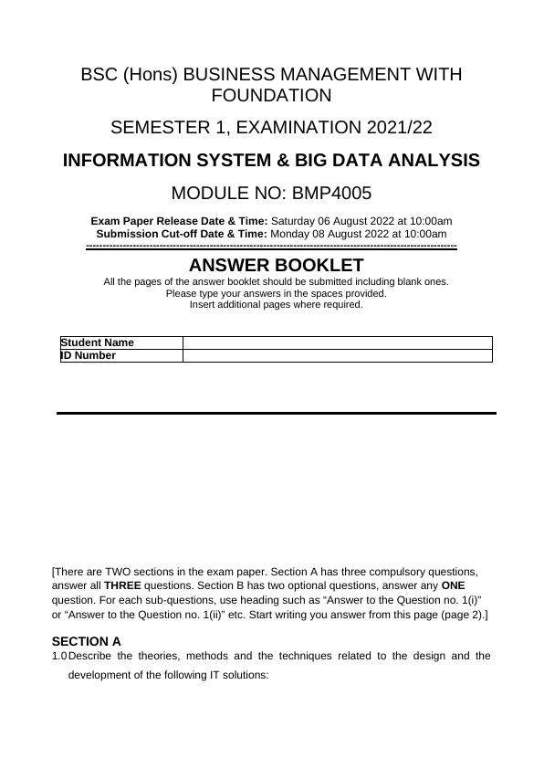 BMP4005 Information System & Big Data Analysis Exam Paper_1