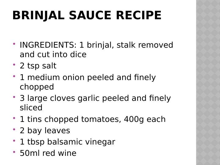 Brinjal Sauce Health Benefits, Recipe, and Market Viability