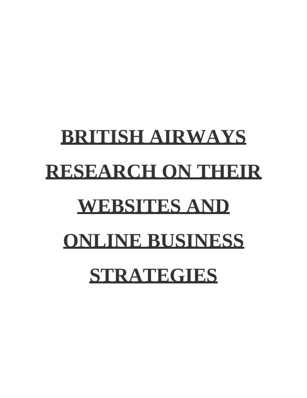 British Airways E-Business Model and Competitive Strategy