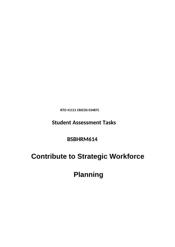 BSBHRM614 Contribute to Strategic Workforce Planning Assessment Tasks ...