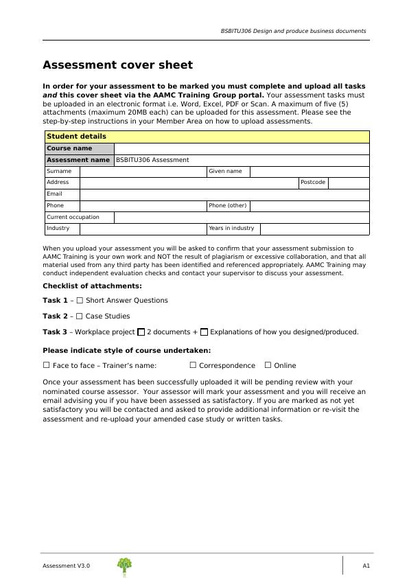 Design and Produce Business Documents - BSBITU306 Assessment_1
