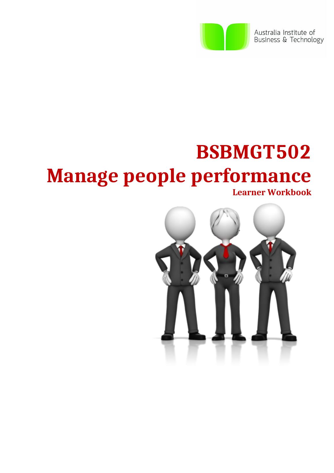 BSBMGT502 Manage People Performance Learner Workbook - Desklib