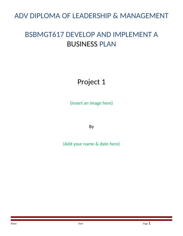 bsbmgt617 develop & implement a business plan