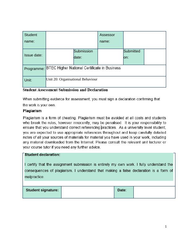 BTEC higher national certificate in business