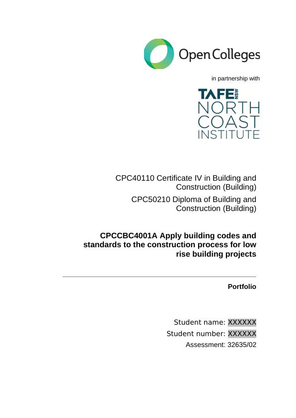 CPCCBC4001A Apply Building Codes and Standards Assessment - Desklib