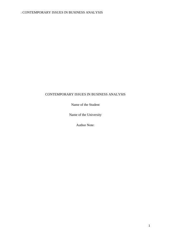 Contemporary Issues in Business Analysis_1