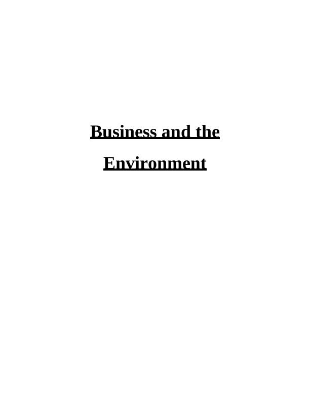 Business And The Environment: Explaining National Economy, Competitive 