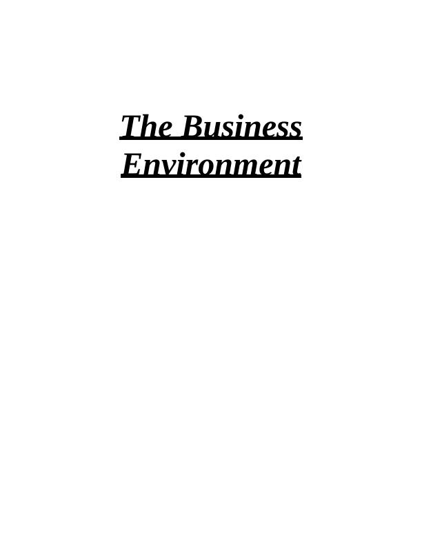 Understanding the Business Environment - Desklib