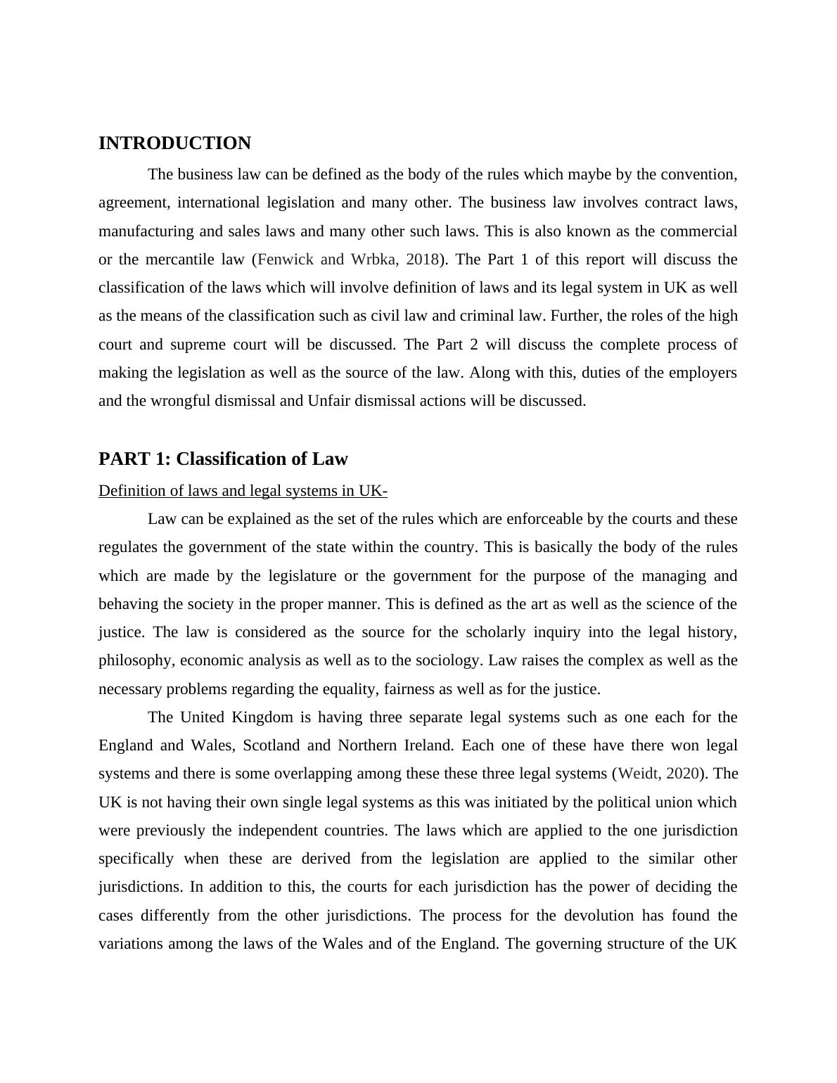 Business Law Classification, Source, and UK Law Making Process