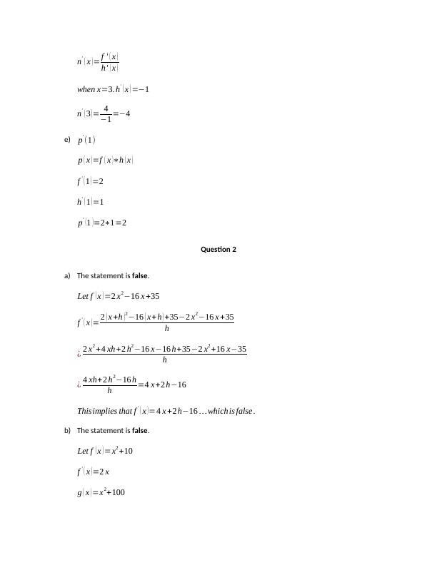 Calculus Problem Solutions - Desklib