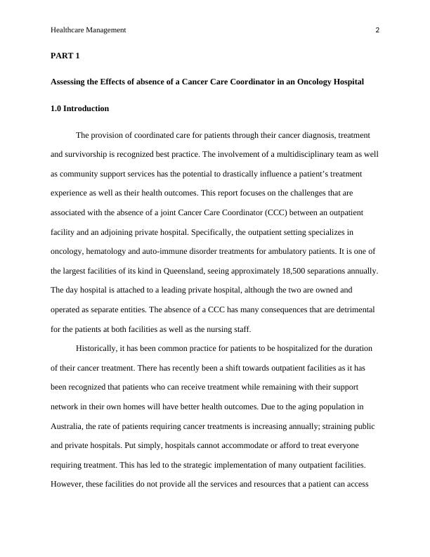 Effects of absence of a Cancer Care Coordinator in an Oncology Hospital and Remedial Framework_2