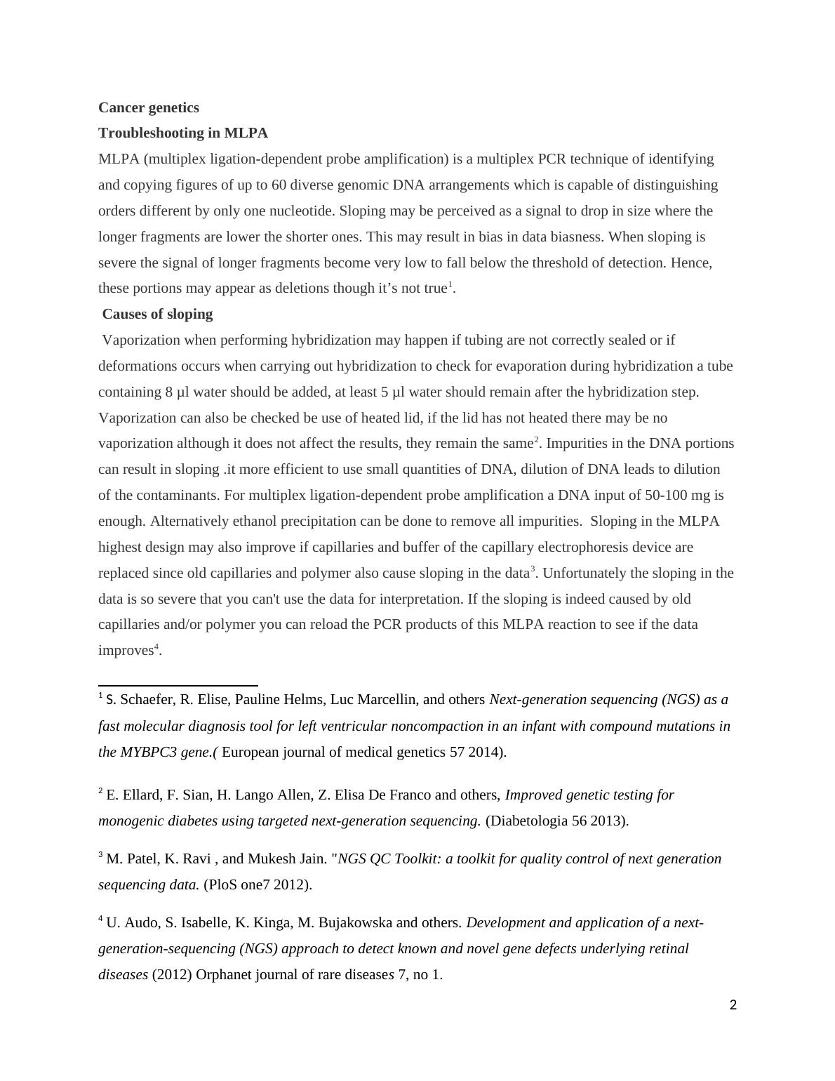 Cancer Genetics: Troubleshooting in MLPA and FISH Test