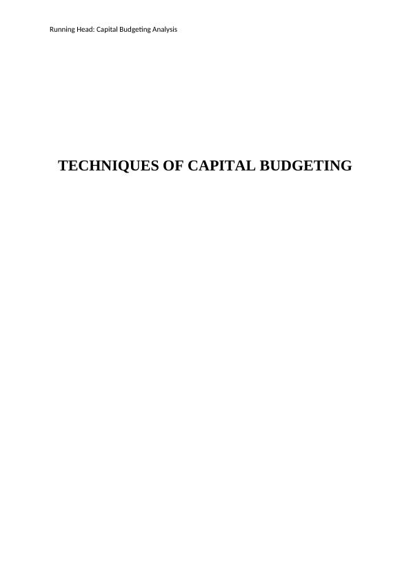 Techniques of Capital Budgeting: Analysis and Limitations_1