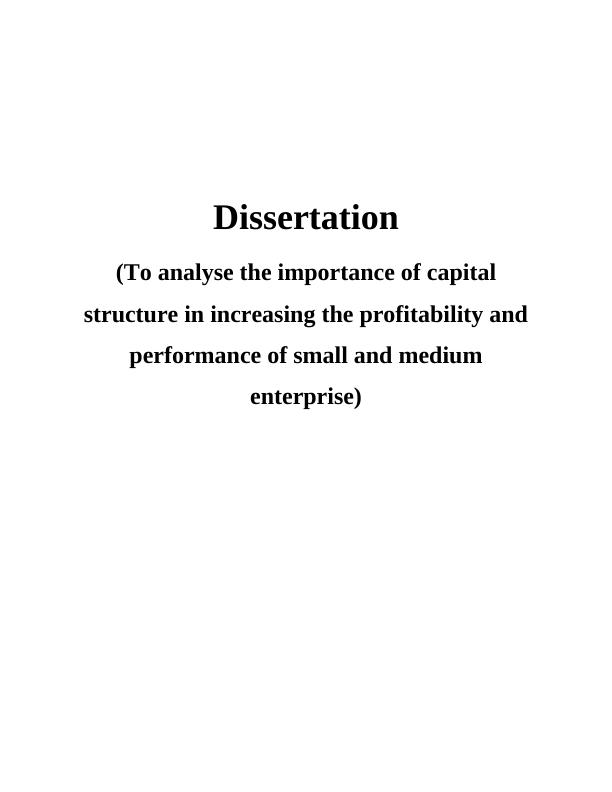 Importance of Capital Structure in Small and Medium Enterprises: A Study on Lucky Generals_1