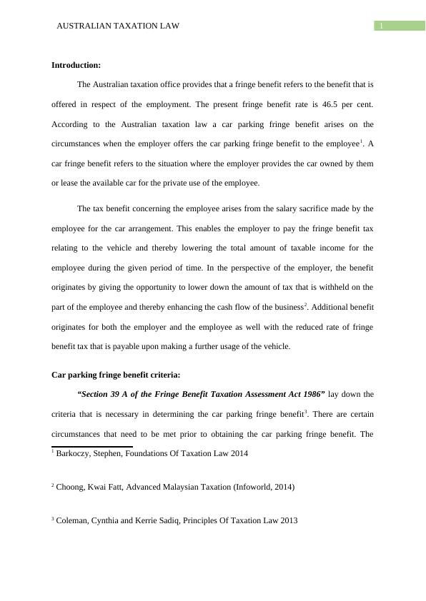 Understanding Car Parking Fringe Benefit under Australian Taxation Law