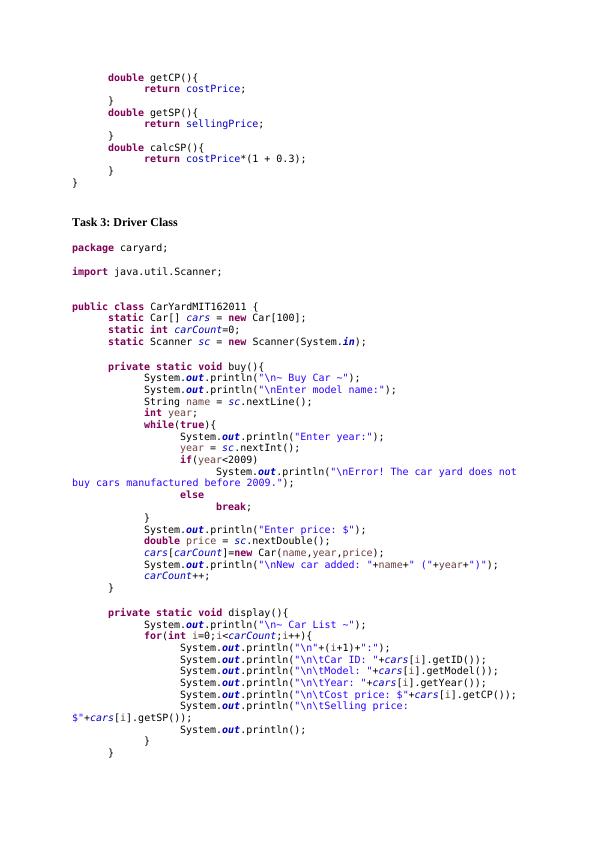 CarYardMIT162011 Class Implementation in Java_2