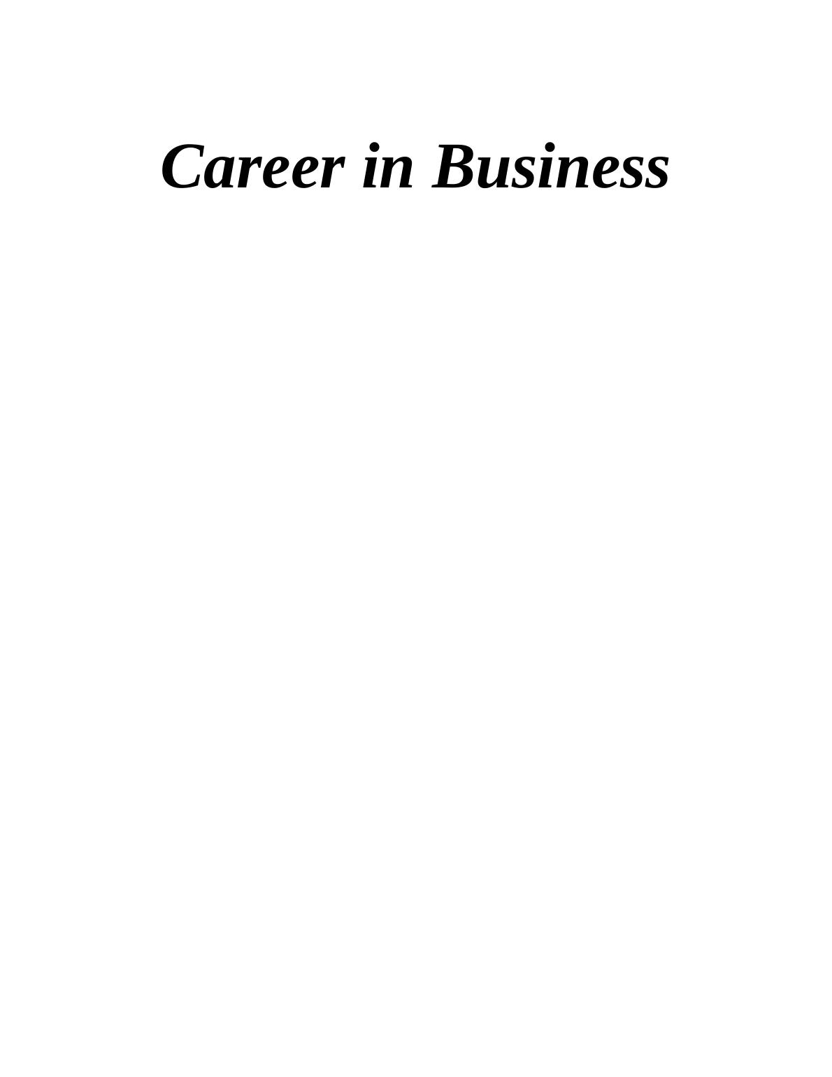 planning your career in business assignment