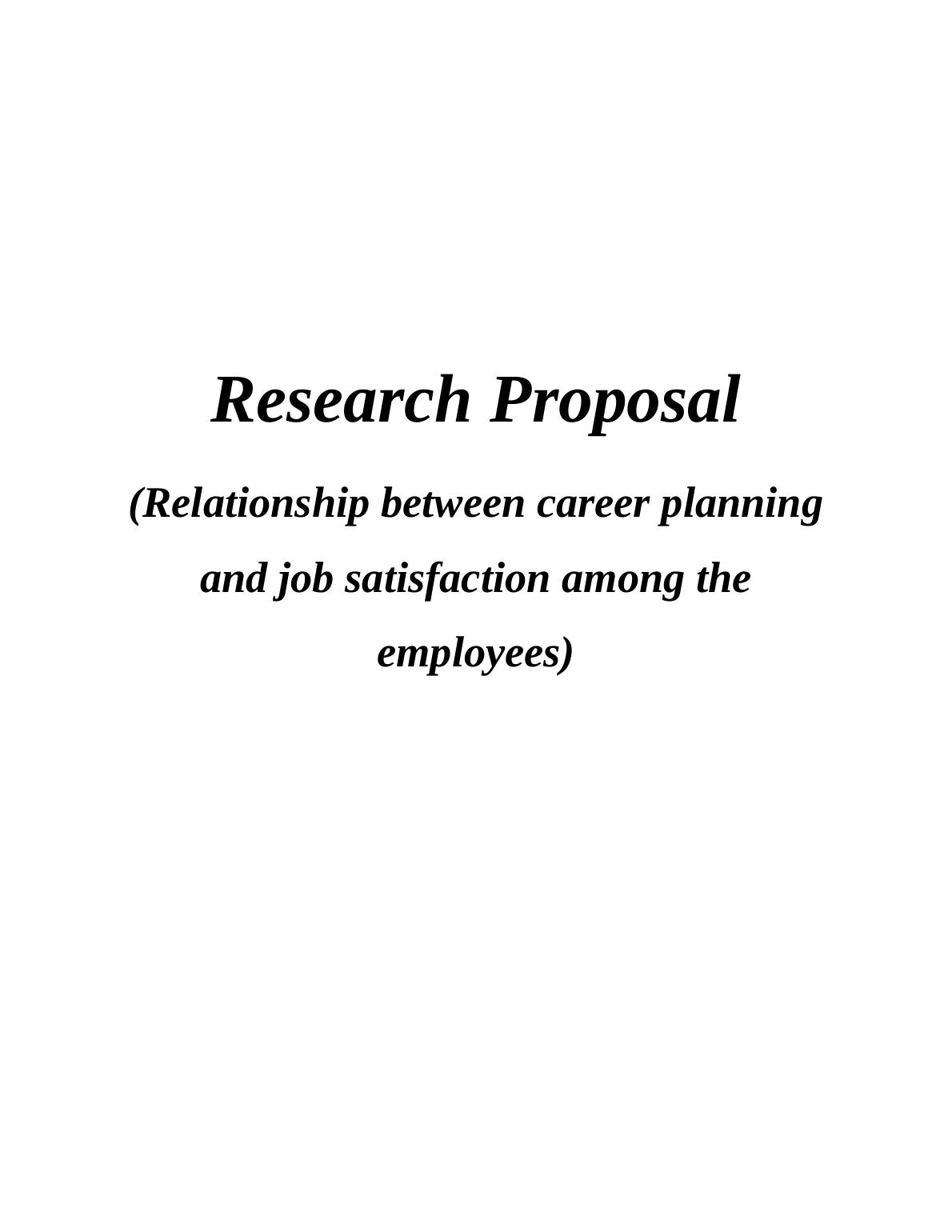 research proposal job satisfaction