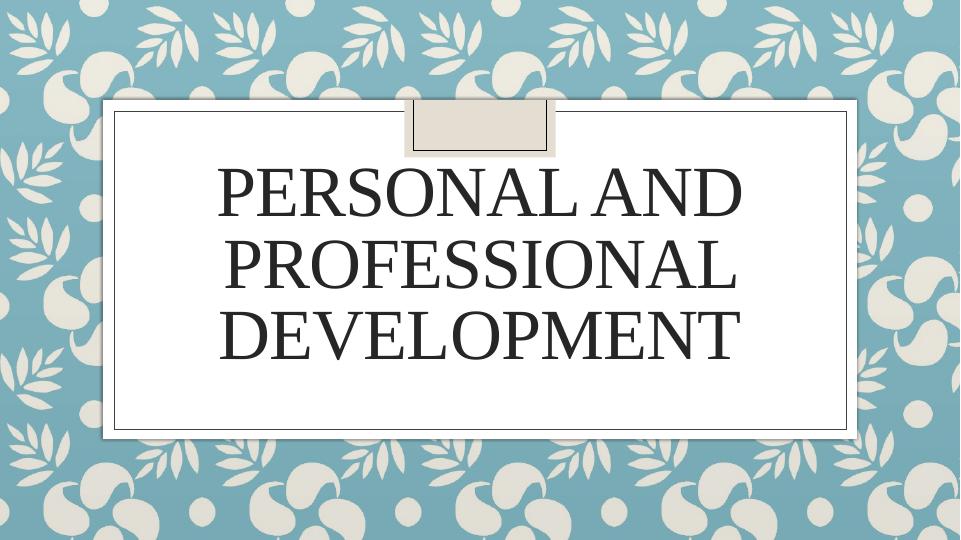 Personal and Professional Development: Career Planning and Competencies in Marketing_1