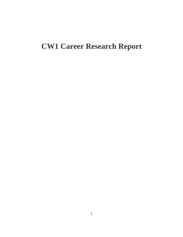 Career Research Report on Junior HR Executive in Tour & Tourism Industry_1
