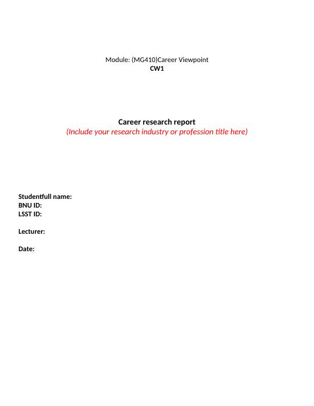 Career Research Report for Manager Profession - Desklib_1